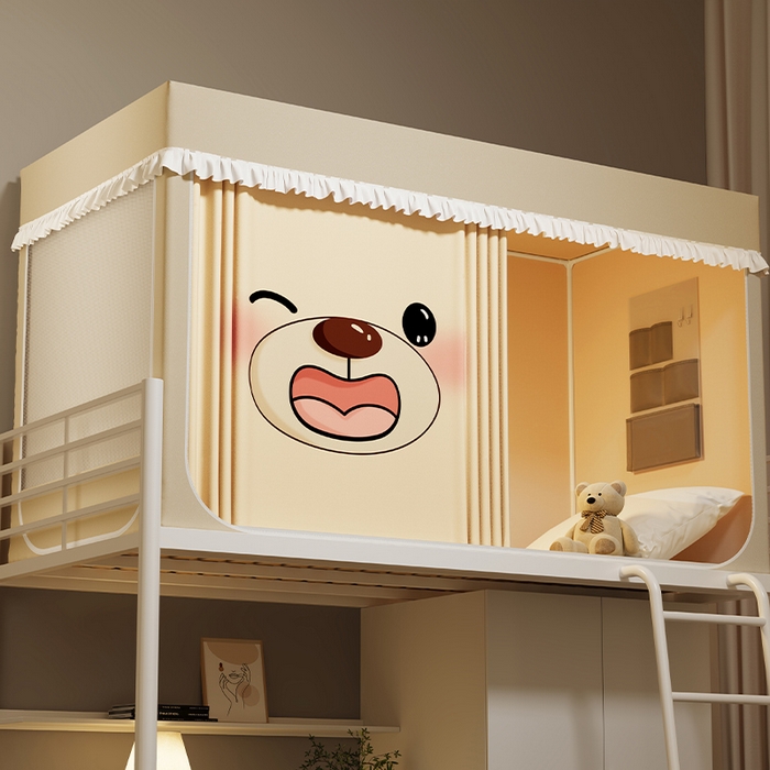 91家纺网 家纺一手货源 找家纺 无瑕家居 2025新款无涂层高克重遮光学生蚊帐宿舍蚊帐上下铺通用学生蚊帐 小熊