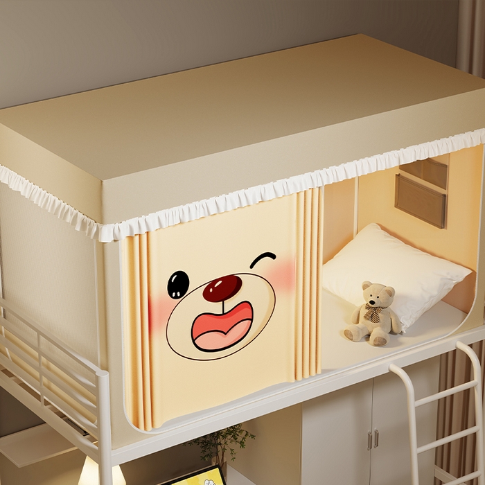 91家纺网 家纺一手货源 找家纺 无瑕家居 2025新款无涂层高克重遮光学生蚊帐宿舍蚊帐上下铺通用学生蚊帐 小熊