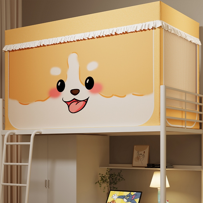 91家纺网 家纺一手货源 找家纺 无瑕家居 2025新款无涂层高克重遮光学生蚊帐宿舍蚊帐上下铺通用学生蚊帐 小狗