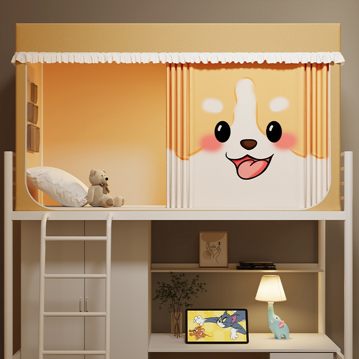 91家纺网 家纺一手货源 找家纺 无瑕家居 2025新款无涂层高克重遮光学生蚊帐宿舍蚊帐上下铺通用学生蚊帐 小狗