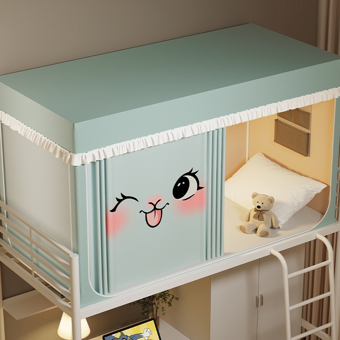 91家纺网 家纺一手货源 找家纺 无瑕家居 2025新款无涂层高克重遮光学生蚊帐宿舍蚊帐上下铺通用学生蚊帐 兔子