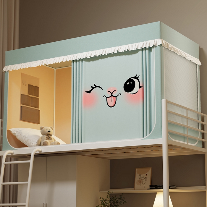 91家纺网 家纺一手货源 找家纺 无瑕家居 2025新款无涂层高克重遮光学生蚊帐宿舍蚊帐上下铺通用学生蚊帐 兔子