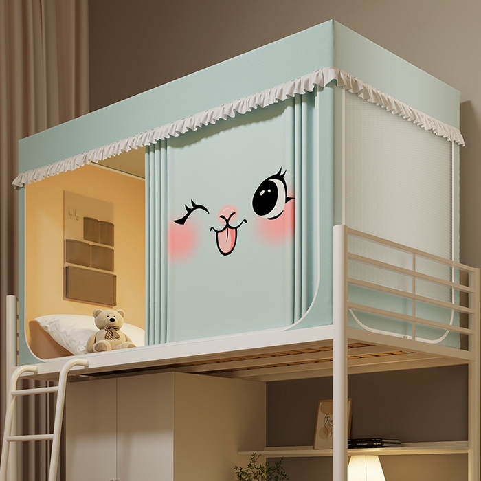 91家纺网 家纺一手货源 找家纺 无瑕家居 2025新款无涂层高克重遮光学生蚊帐宿舍蚊帐上下铺通用学生蚊帐 兔子