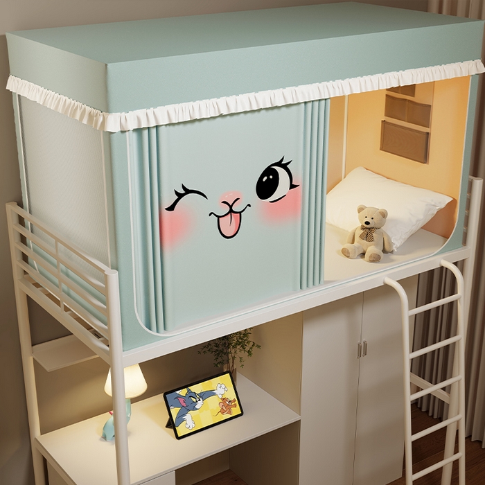 91家纺网 家纺一手货源 找家纺 无瑕家居 2025新款无涂层高克重遮光学生蚊帐宿舍蚊帐上下铺通用学生蚊帐 兔子