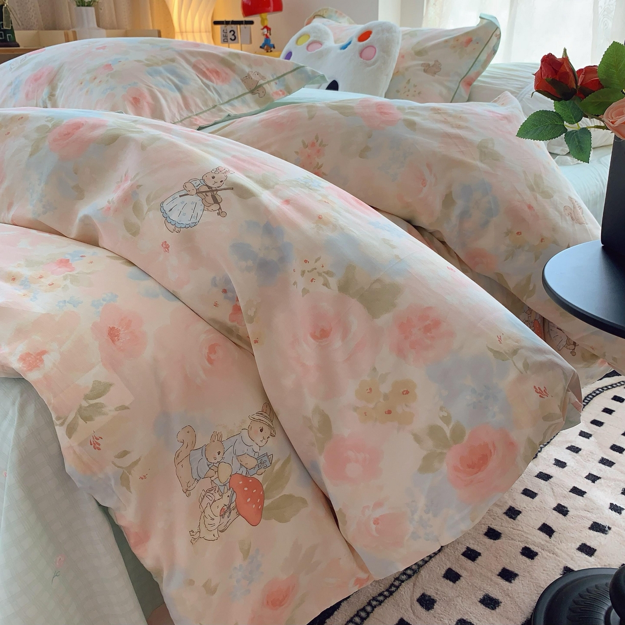 91家纺网 家纺一手货源 找家纺 莱豫家纺 2025新款全棉纯棉四件套 花仙兔