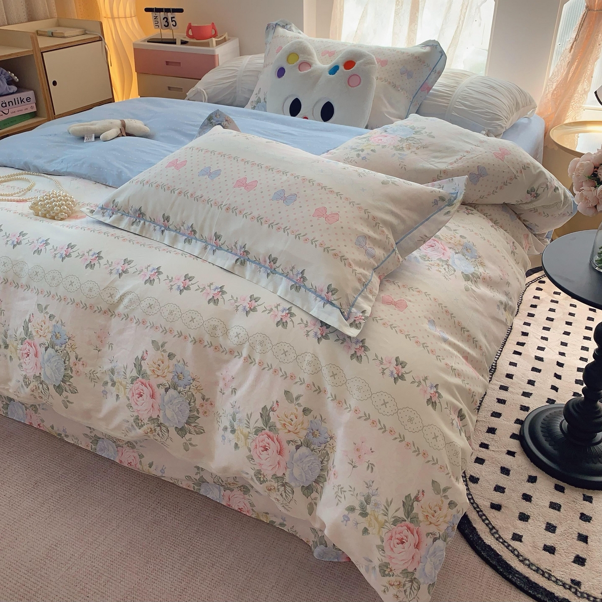 91家纺网 家纺一手货源 找家纺 莱豫家纺 2025新款全棉纯棉四件套 甜心花语