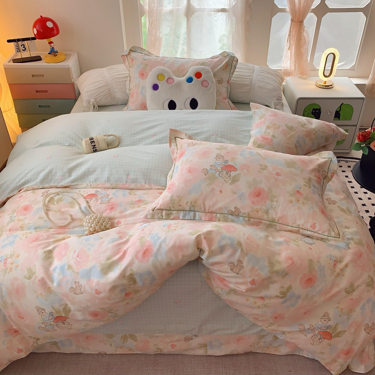 91家纺网 家纺一手货源 找家纺 莱豫家纺 2025新款全棉纯棉四件套 花仙兔