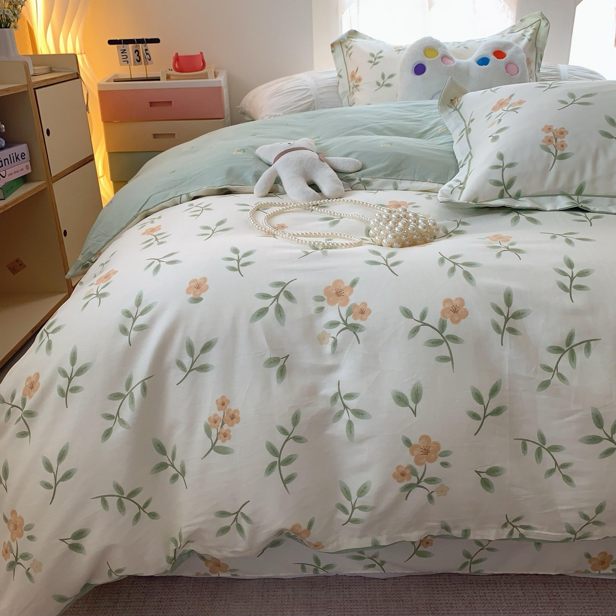 91家纺网 家纺一手货源 找家纺 莱豫家纺 2025新款全棉纯棉四件套 青栀