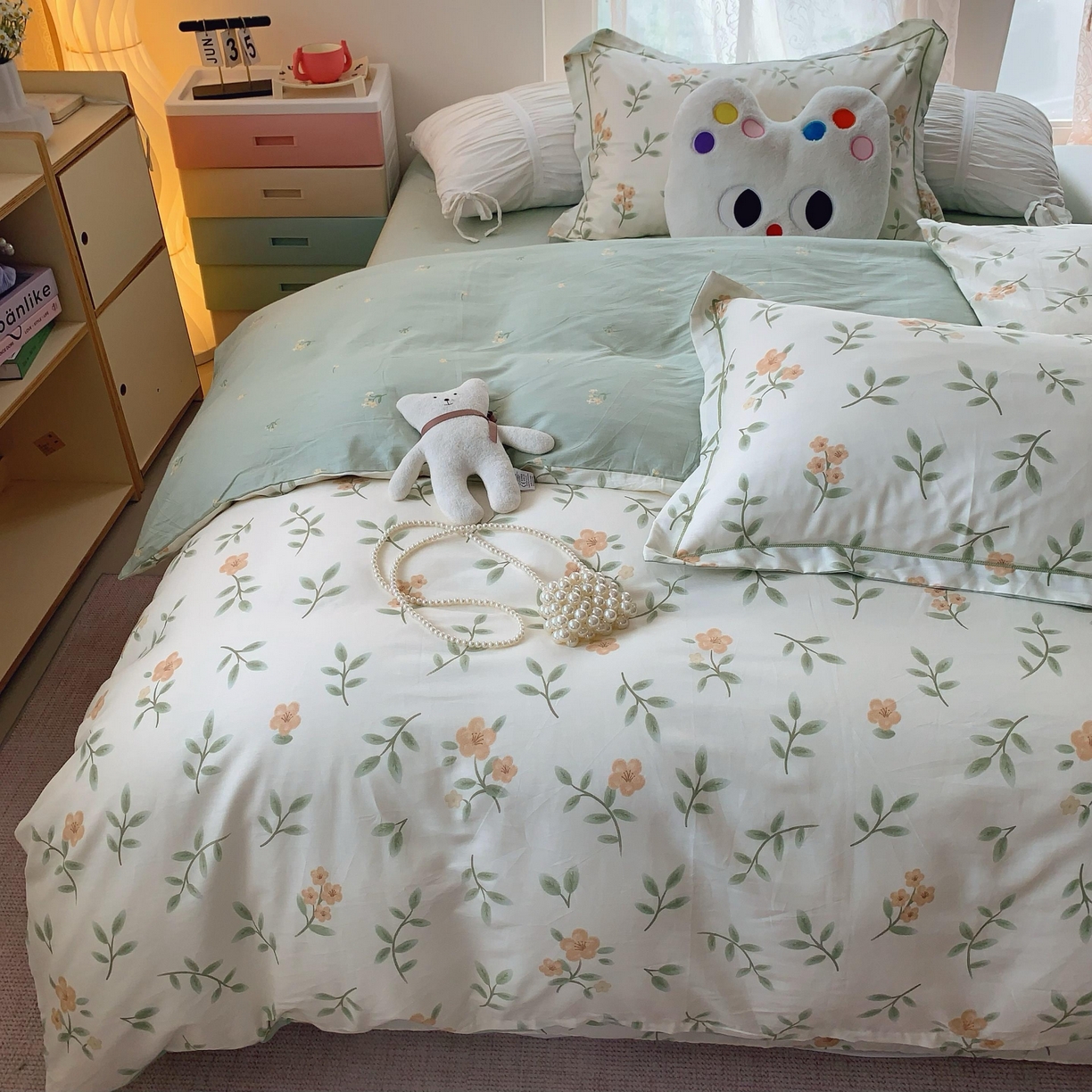 91家纺网 家纺一手货源 找家纺 莱豫家纺 2025新款全棉纯棉四件套 青栀