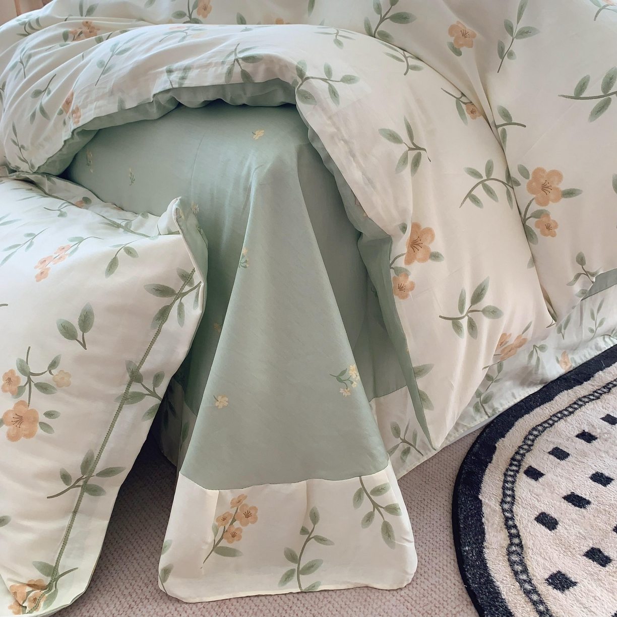 91家纺网 家纺一手货源 找家纺 莱豫家纺 2025新款全棉纯棉四件套 青栀