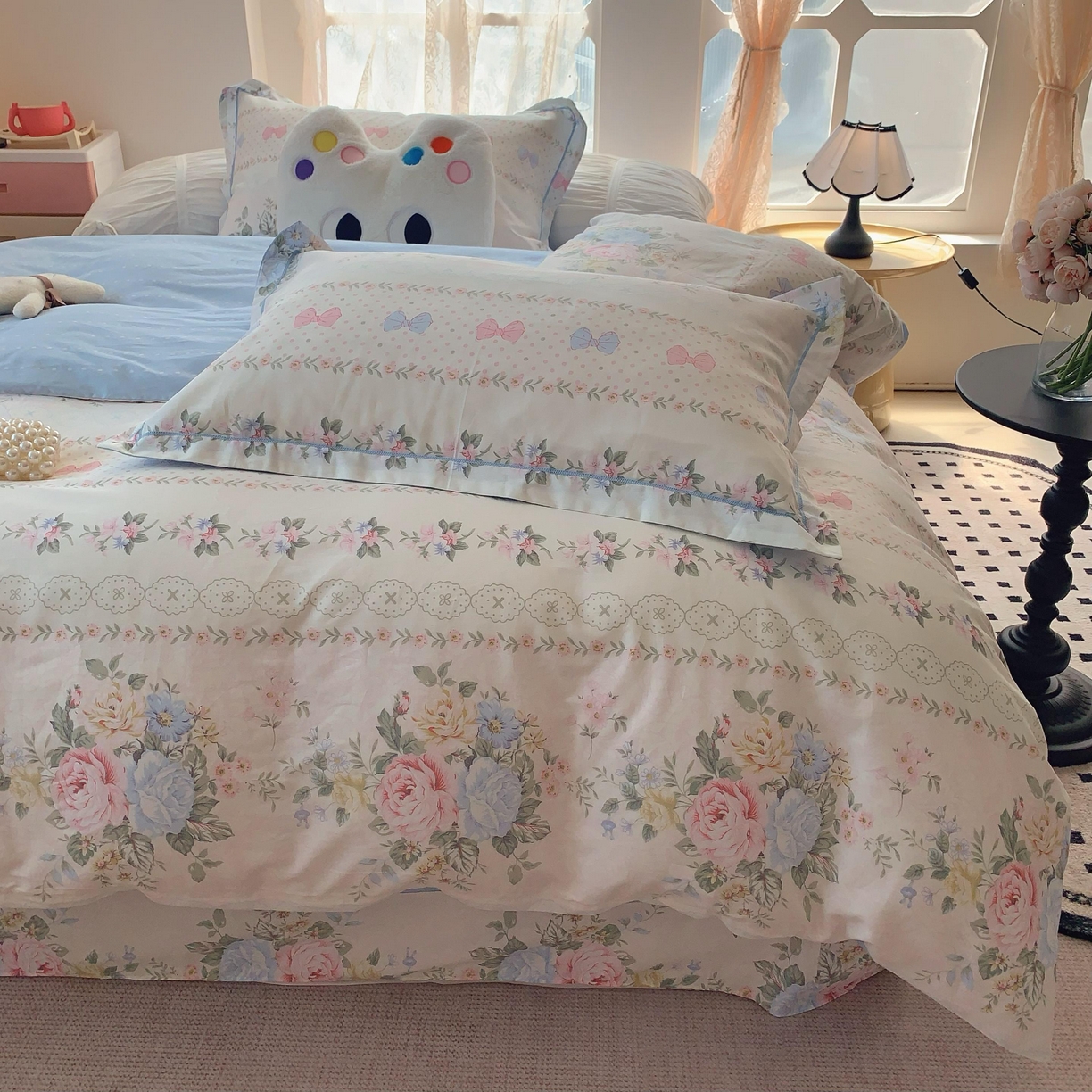 91家纺网 家纺一手货源 找家纺 莱豫家纺 2025新款全棉纯棉四件套 甜心花语