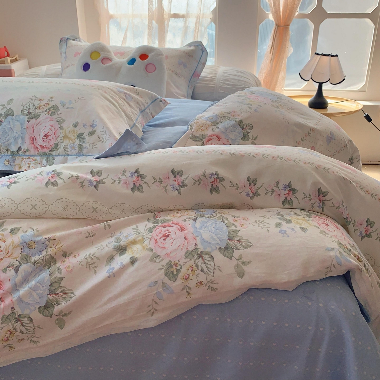 91家纺网 家纺一手货源 找家纺 莱豫家纺 2025新款全棉纯棉四件套 甜心花语