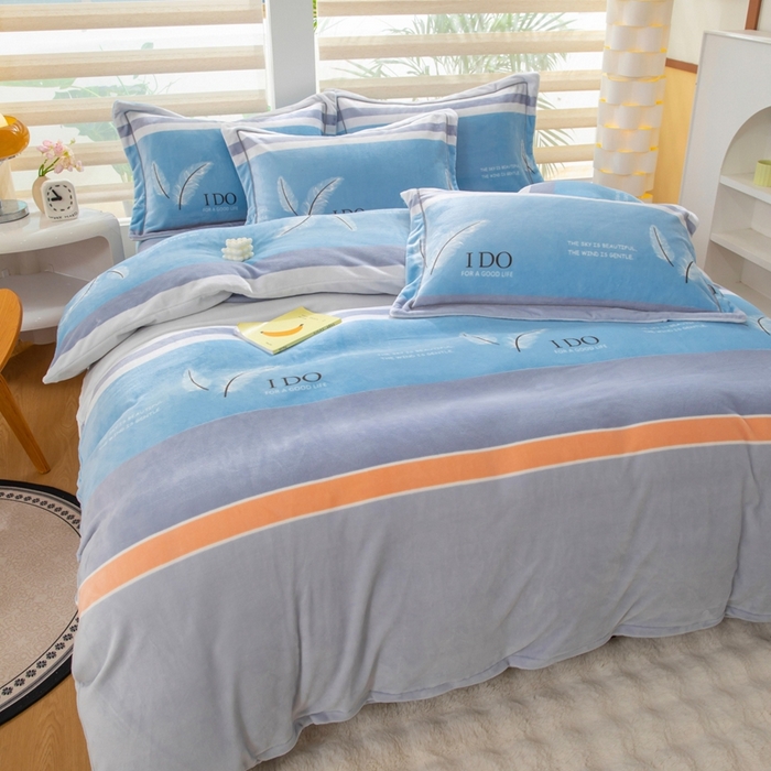 91家纺网 家纺一手货源 找家纺 优姿家纺 2025新款加厚全消光牛奶绒印花四件套羽柔时尚