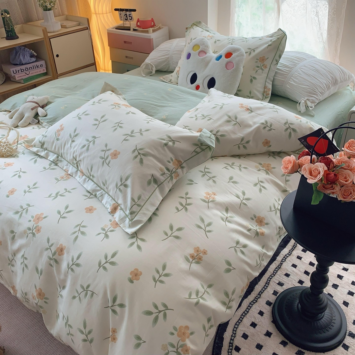 91家纺网 家纺一手货源 找家纺 莱豫家纺 2025新款全棉纯棉四件套 青栀