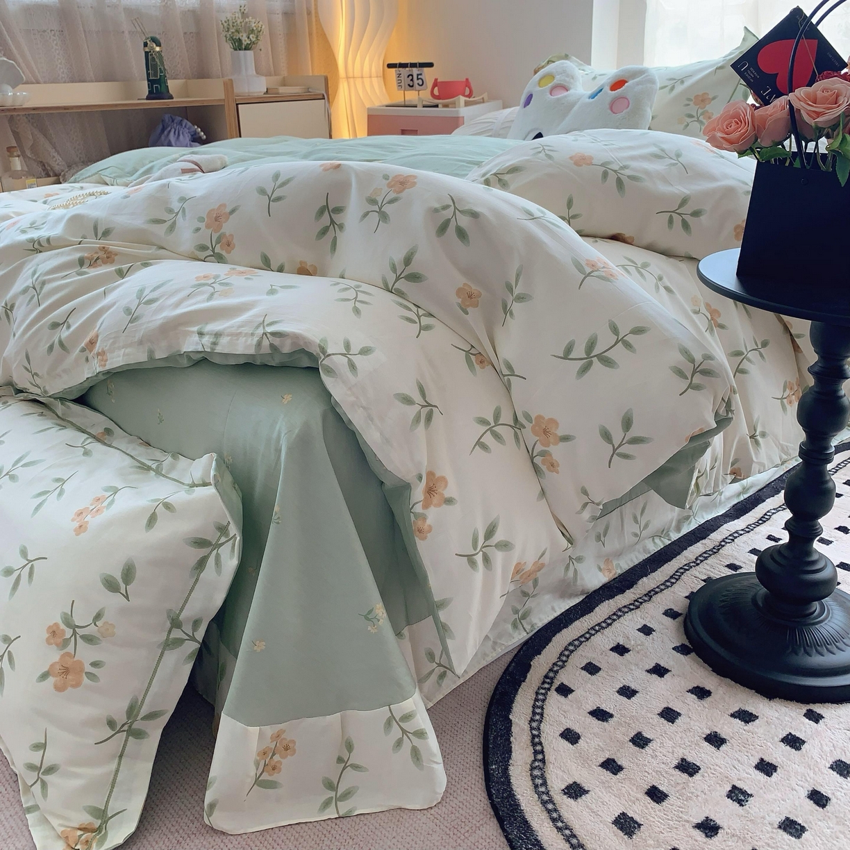 91家纺网 家纺一手货源 找家纺 莱豫家纺 2025新款全棉纯棉四件套 青栀