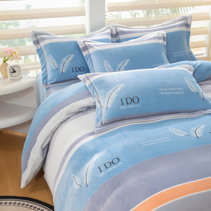 91家纺网 家纺一手货源 找家纺 优姿家纺 2025新款加厚全消光牛奶绒印花四件套羽柔时尚