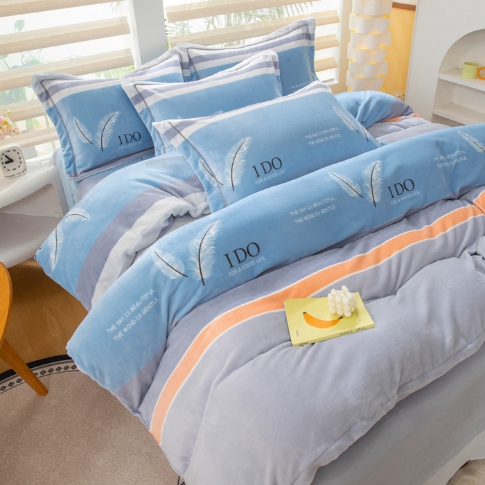 91家纺网 家纺一手货源 找家纺 优姿家纺 2025新款加厚全消光牛奶绒印花四件套羽柔时尚