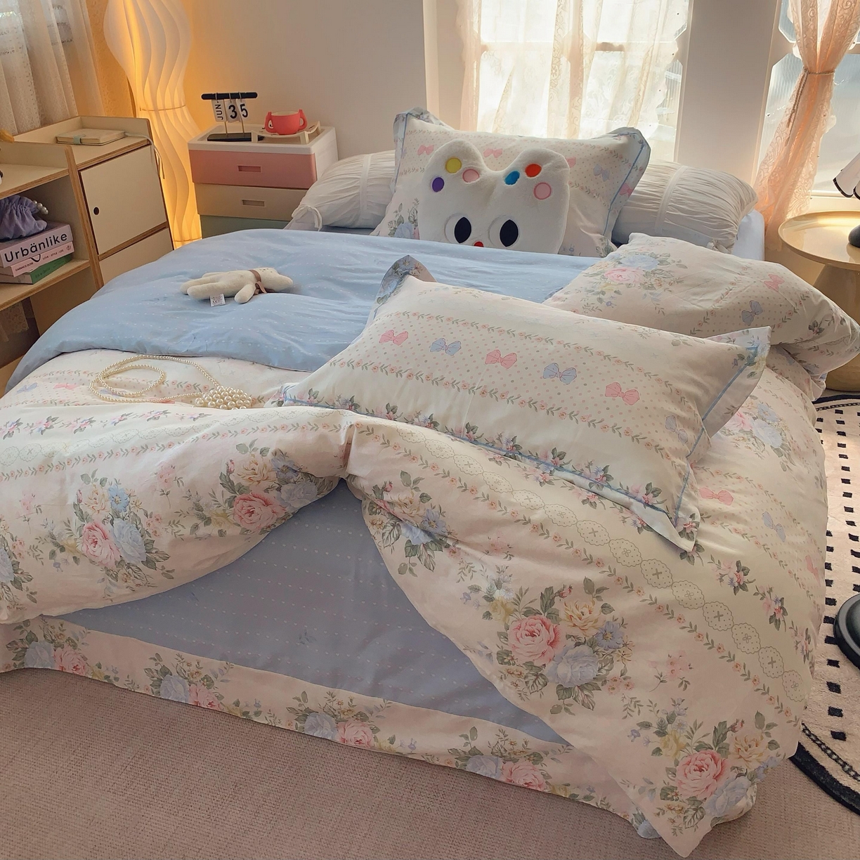 91家纺网 家纺一手货源 找家纺 莱豫家纺 2025新款全棉纯棉四件套 甜心花语