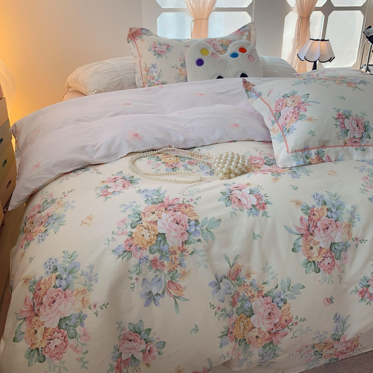 91家纺网 家纺一手货源 找家纺 莱豫家纺 2025新款全棉纯棉四件套 花语