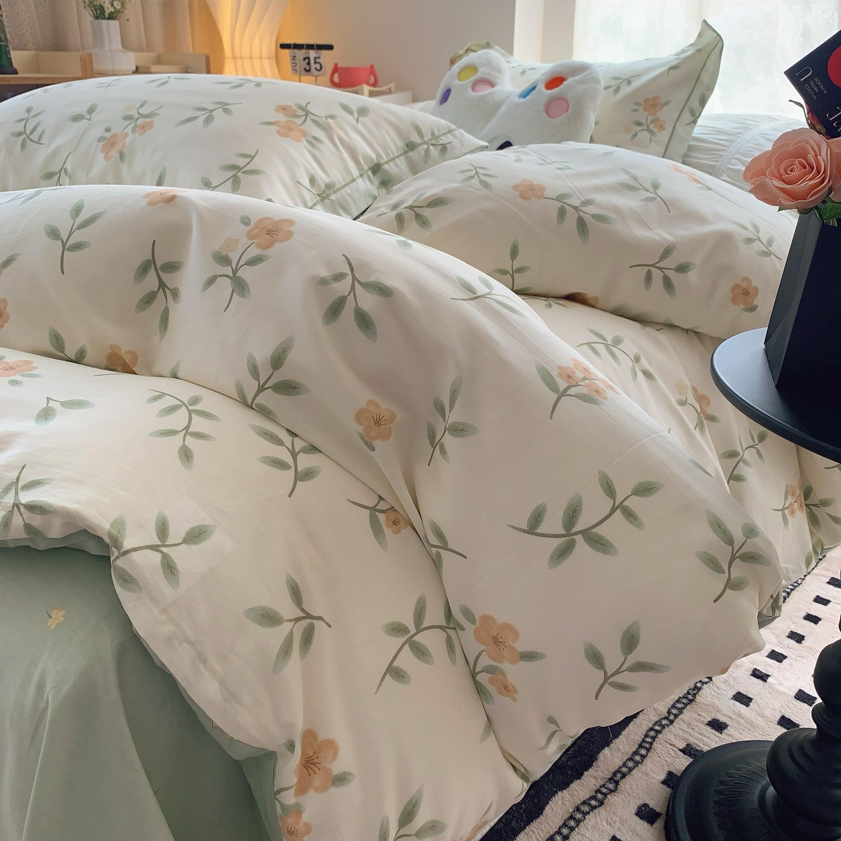 91家纺网 家纺一手货源 找家纺 莱豫家纺 2025新款全棉纯棉四件套 青栀