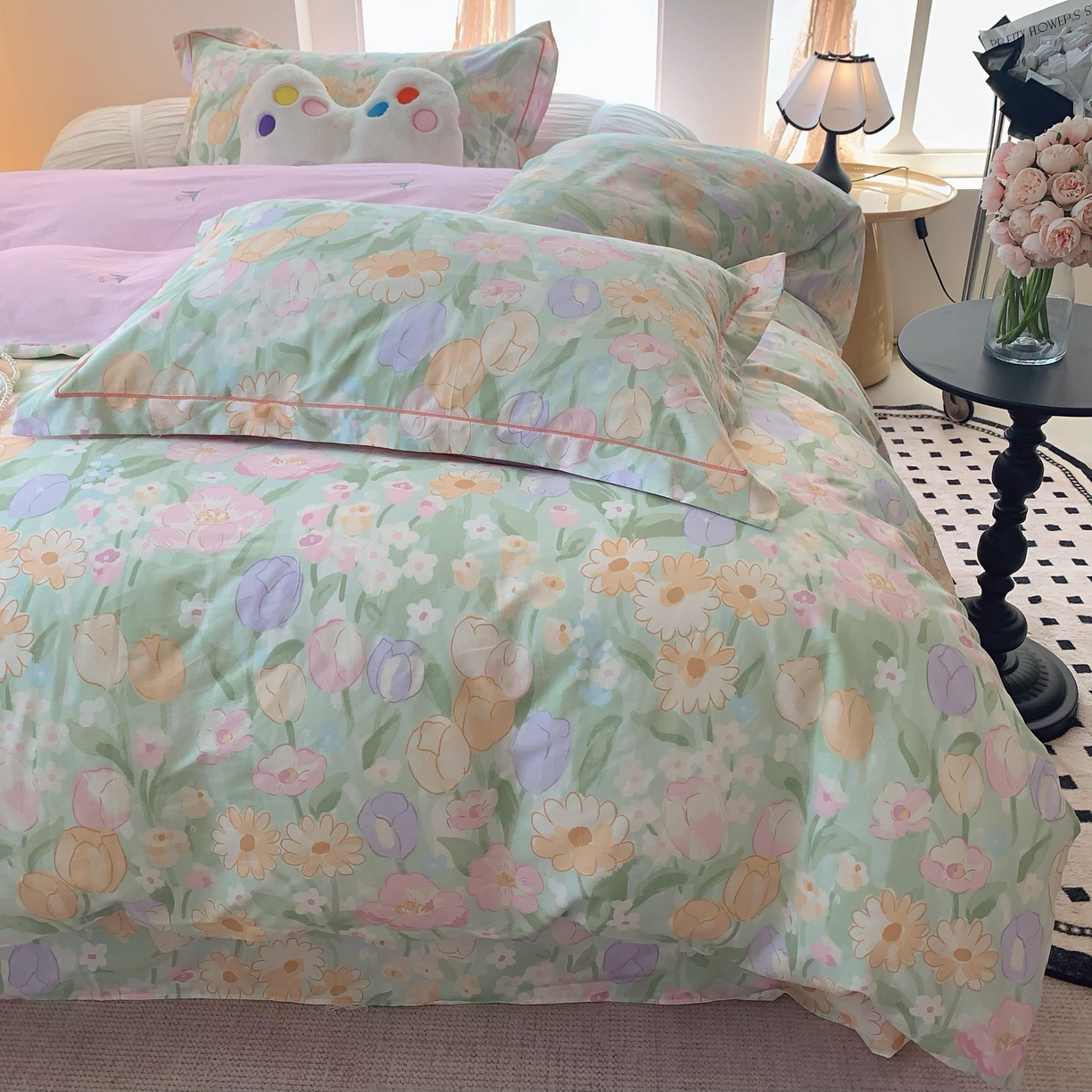 91家纺网 家纺一手货源 找家纺 莱豫家纺 2025新款全棉纯棉四件套 秘境花园