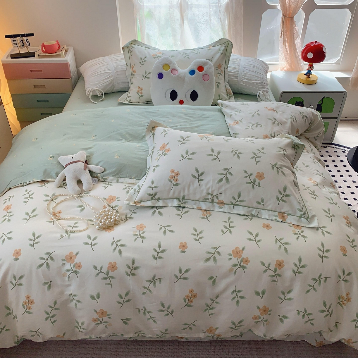 91家纺网 家纺一手货源 找家纺 莱豫家纺 2025新款全棉纯棉四件套 青栀