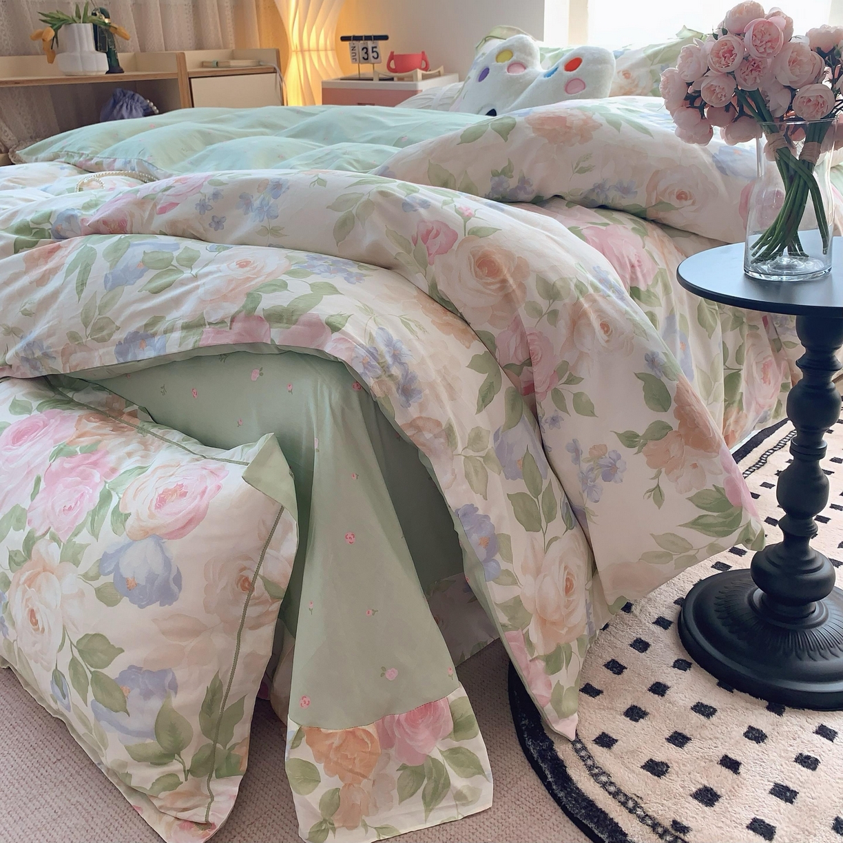 91家纺网 家纺一手货源 找家纺 莱豫家纺 2025新款全棉纯棉四件套 花香怡人