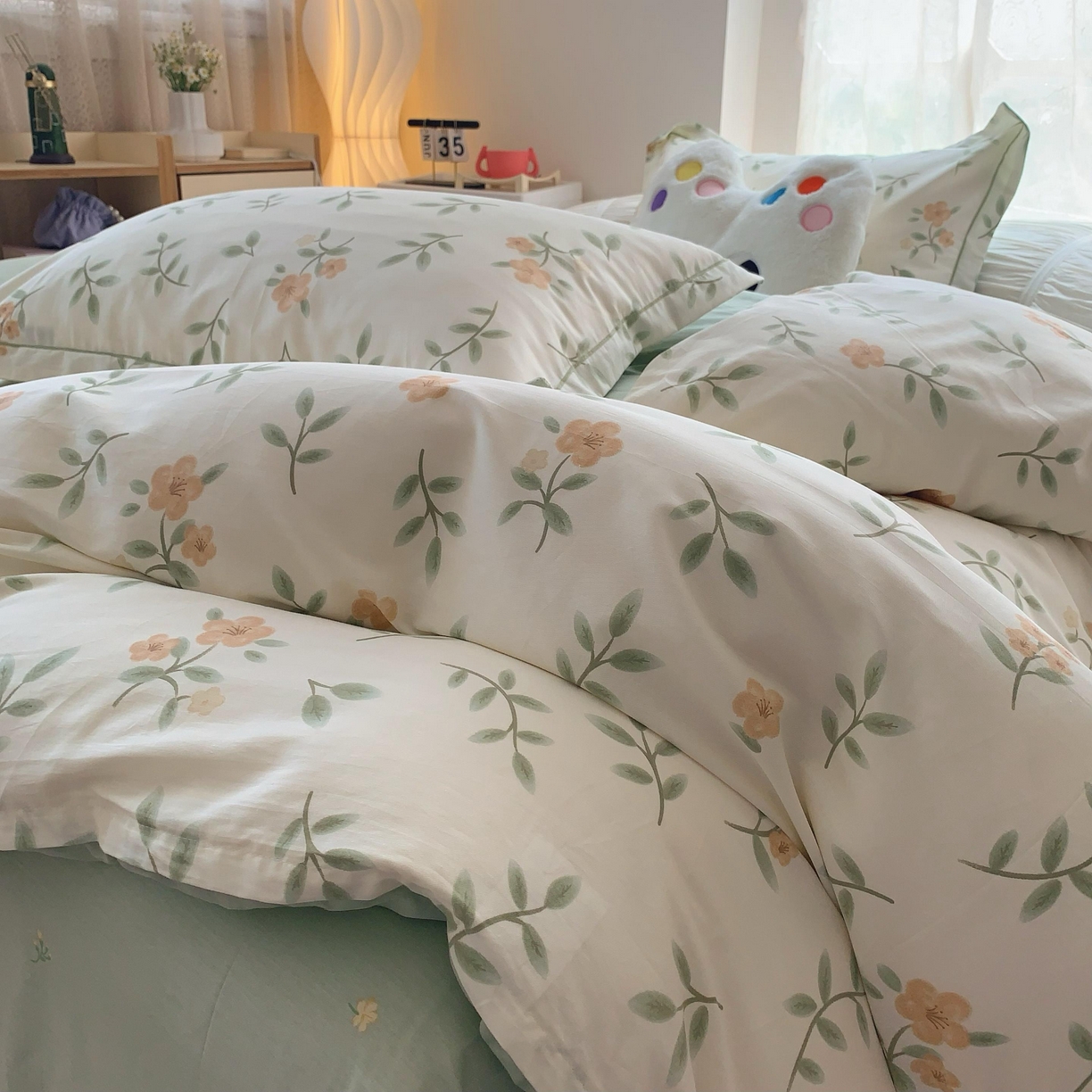 91家纺网 家纺一手货源 找家纺 莱豫家纺 2025新款全棉纯棉四件套 青栀