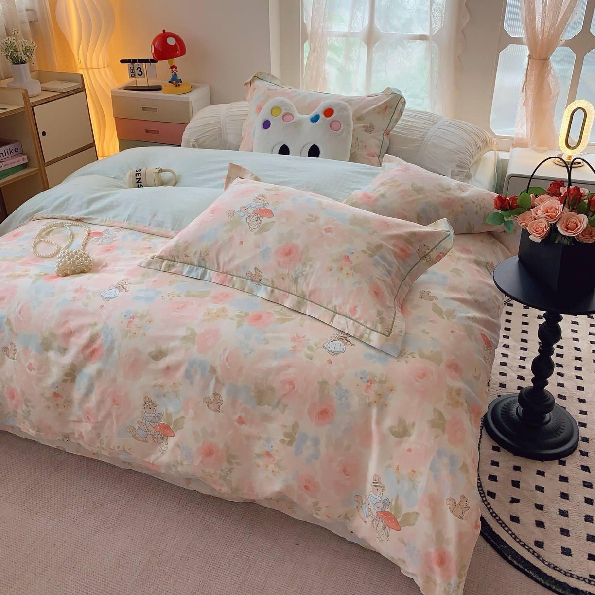 91家纺网 家纺一手货源 找家纺 莱豫家纺 2025新款全棉纯棉四件套 花仙兔