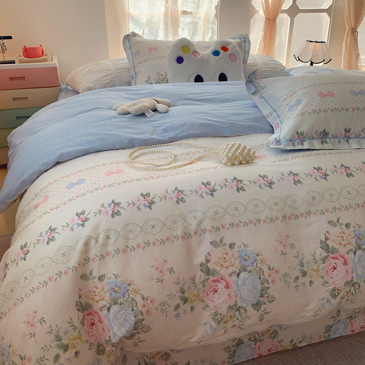 91家纺网 家纺一手货源 找家纺 莱豫家纺 2025新款全棉纯棉四件套 甜心花语