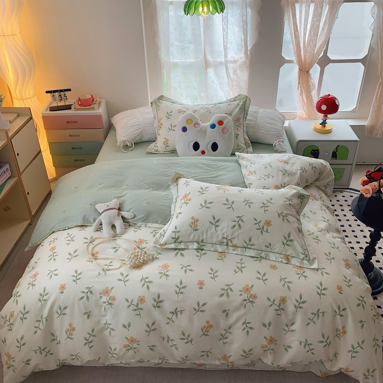 91家纺网 家纺一手货源 找家纺 莱豫家纺 2025新款全棉纯棉四件套 青栀