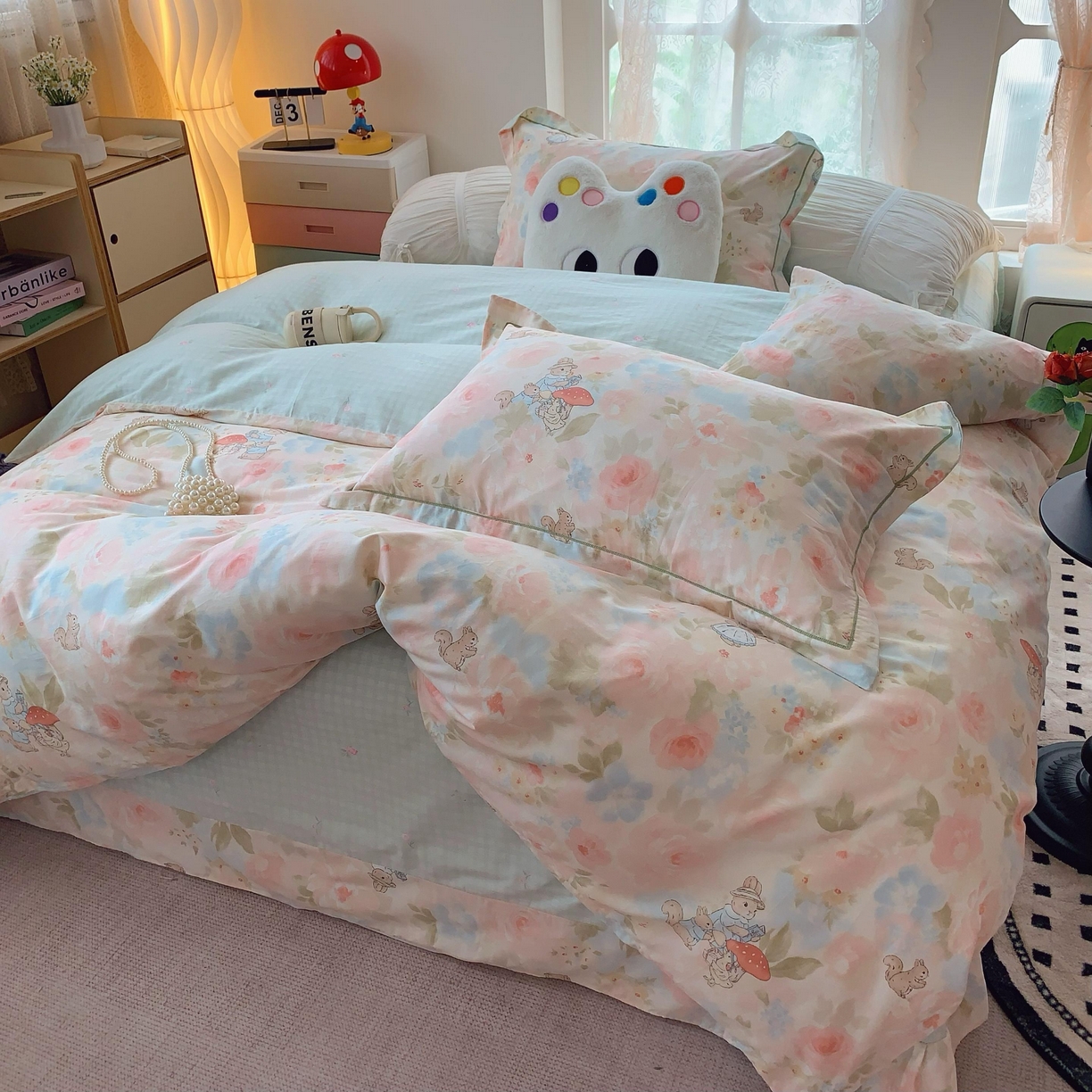 91家纺网 家纺一手货源 找家纺 莱豫家纺 2025新款全棉纯棉四件套 花仙兔