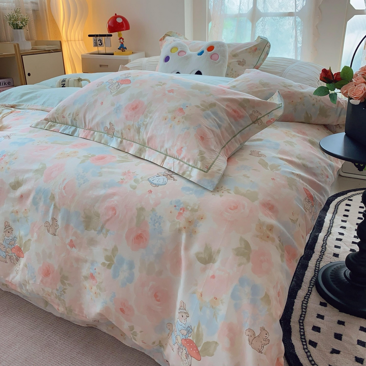 91家纺网 家纺一手货源 找家纺 莱豫家纺 2025新款全棉纯棉四件套 花仙兔