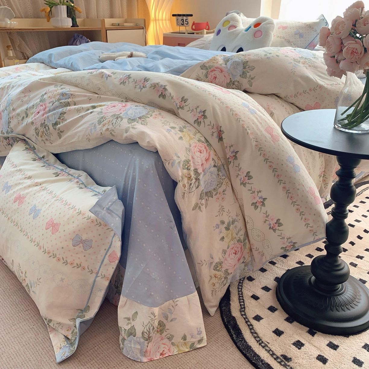 91家纺网 家纺一手货源 找家纺 莱豫家纺 2025新款全棉纯棉四件套 甜心花语