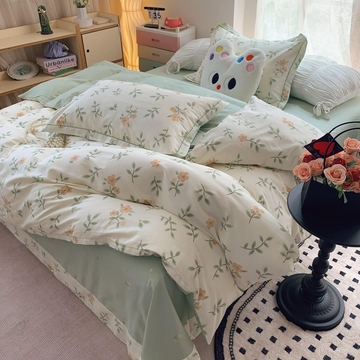 91家纺网 家纺一手货源 找家纺 莱豫家纺 2025新款全棉纯棉四件套 青栀