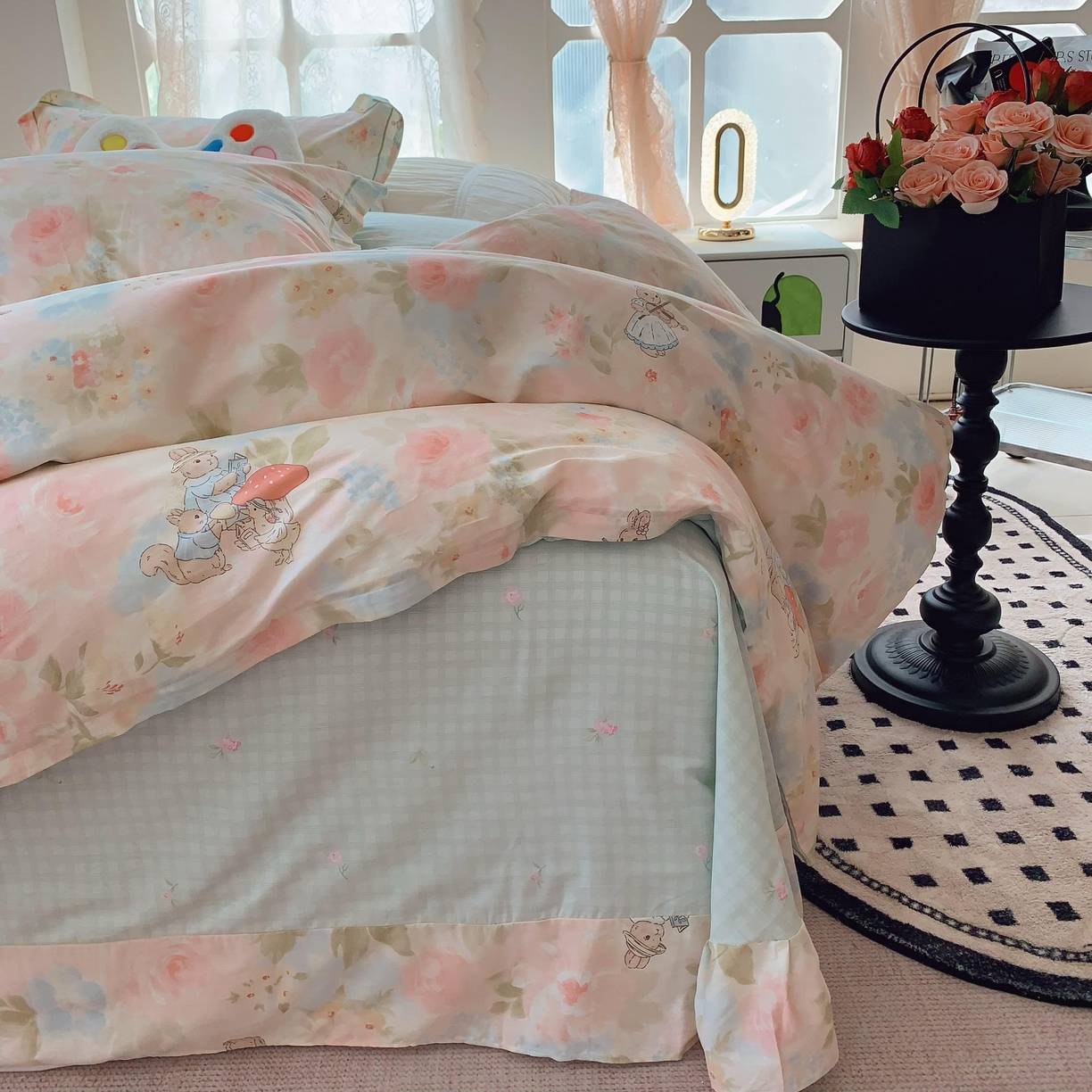 91家纺网 家纺一手货源 找家纺 莱豫家纺 2025新款全棉纯棉四件套 花仙兔