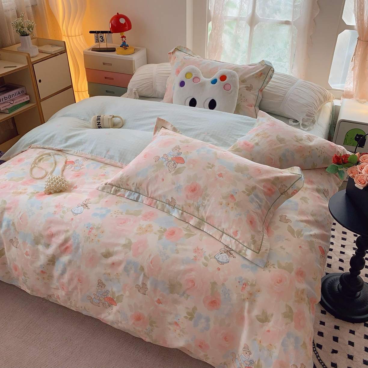 91家纺网 家纺一手货源 找家纺 莱豫家纺 2025新款全棉纯棉四件套 花仙兔