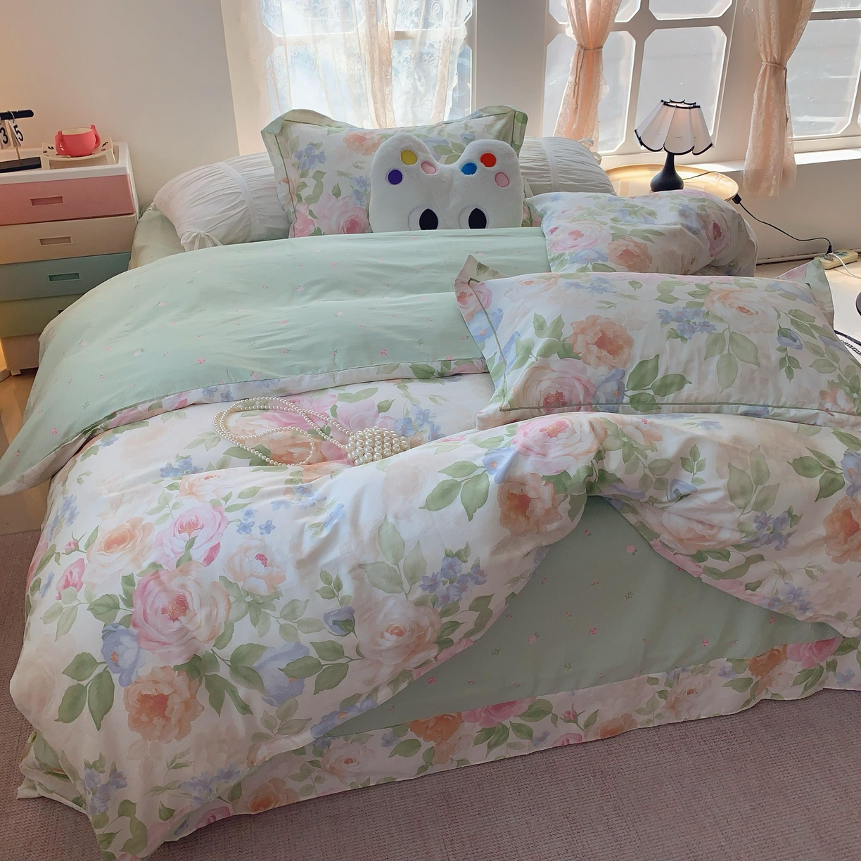 91家纺网 家纺一手货源 找家纺 莱豫家纺 2025新款全棉纯棉四件套 花香怡人