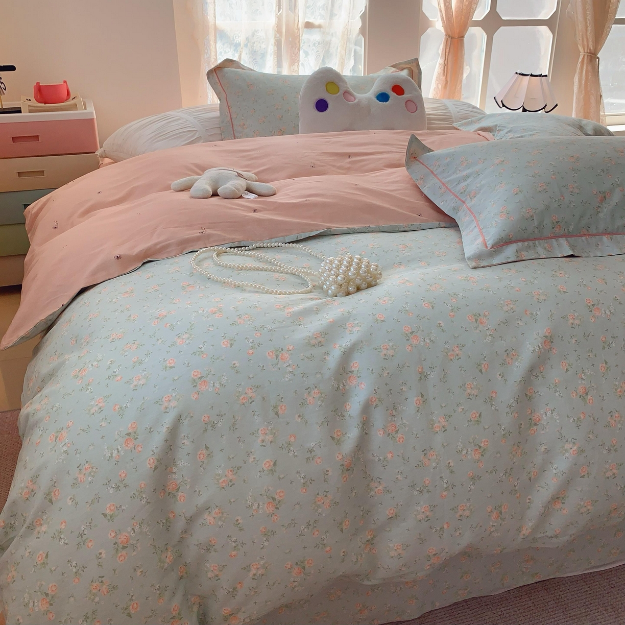 91家纺网 家纺一手货源 找家纺 莱豫家纺 2025新款全棉纯棉四件套 梦醒花间