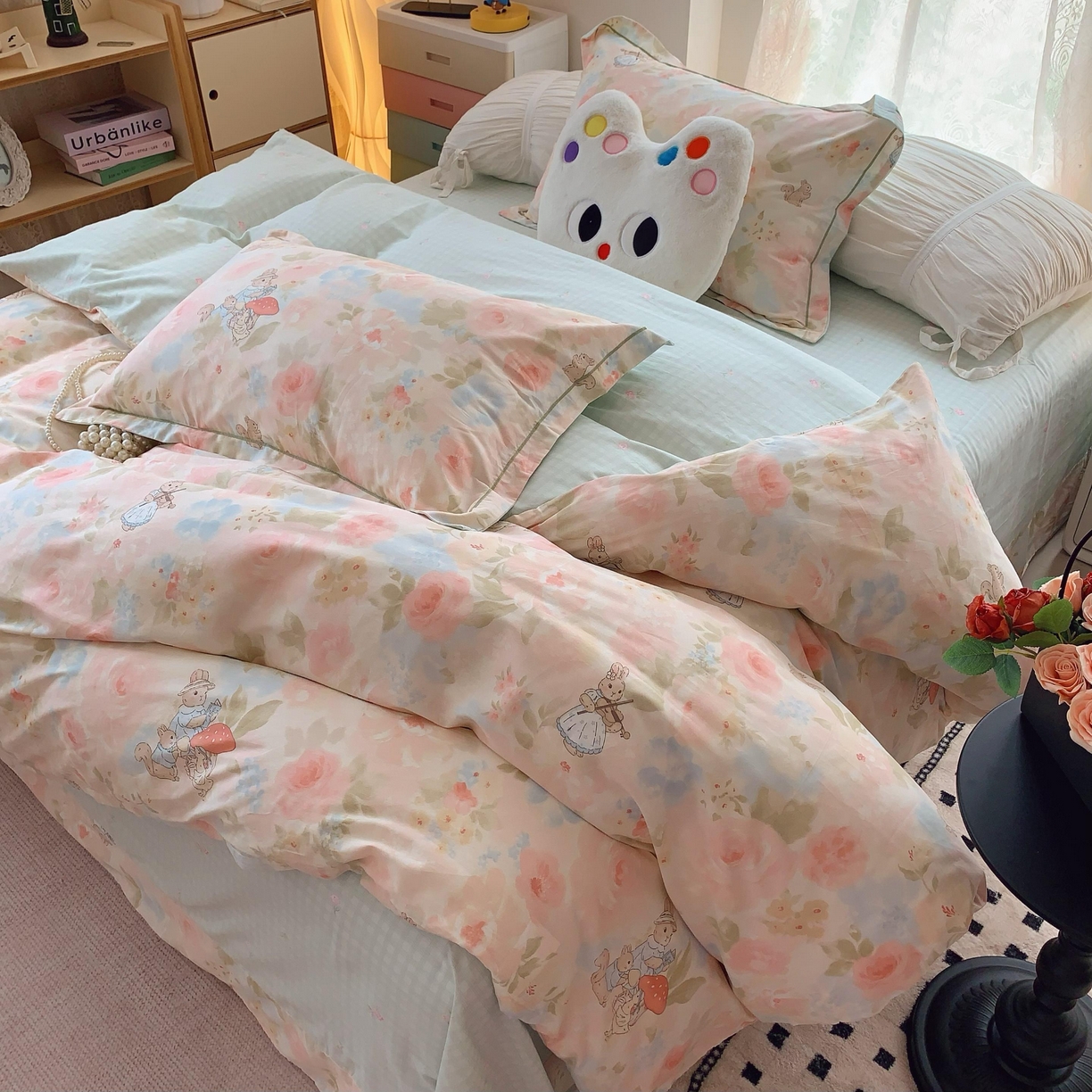 91家纺网 家纺一手货源 找家纺 莱豫家纺 2025新款全棉纯棉四件套 花仙兔