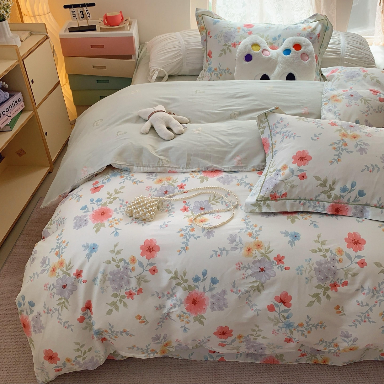 91家纺网 家纺一手货源 找家纺 莱豫家纺 2025新款全棉纯棉四件套 迦蓝