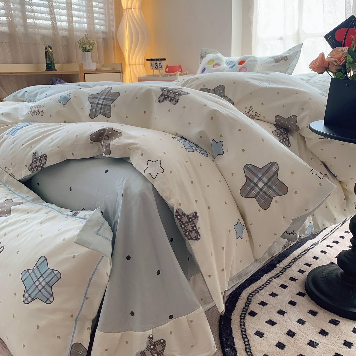 91家纺网 家纺一手货源 找家纺 莱豫家纺 2025新款全棉纯棉四件套 星语心愿