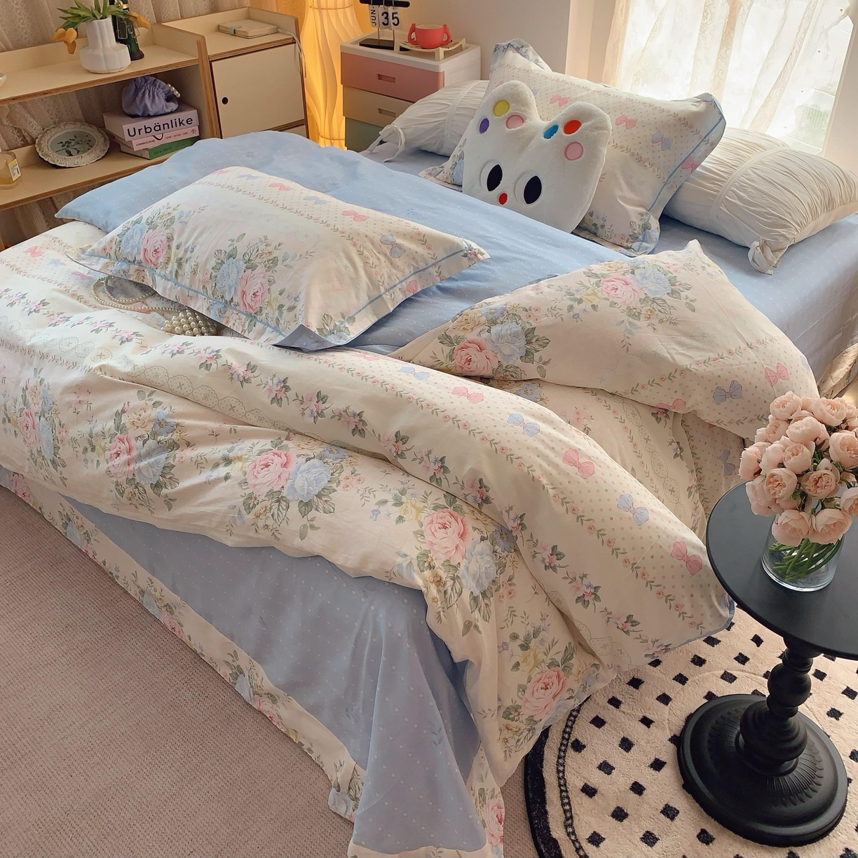 91家纺网 家纺一手货源 找家纺 莱豫家纺 2025新款全棉纯棉四件套 甜心花语