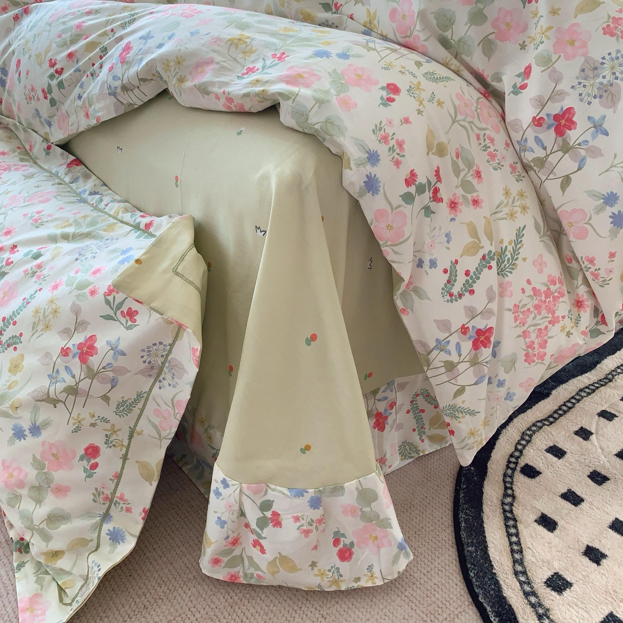 91家纺网 家纺一手货源 找家纺 莱豫家纺 2025新款全棉纯棉四件套 花香