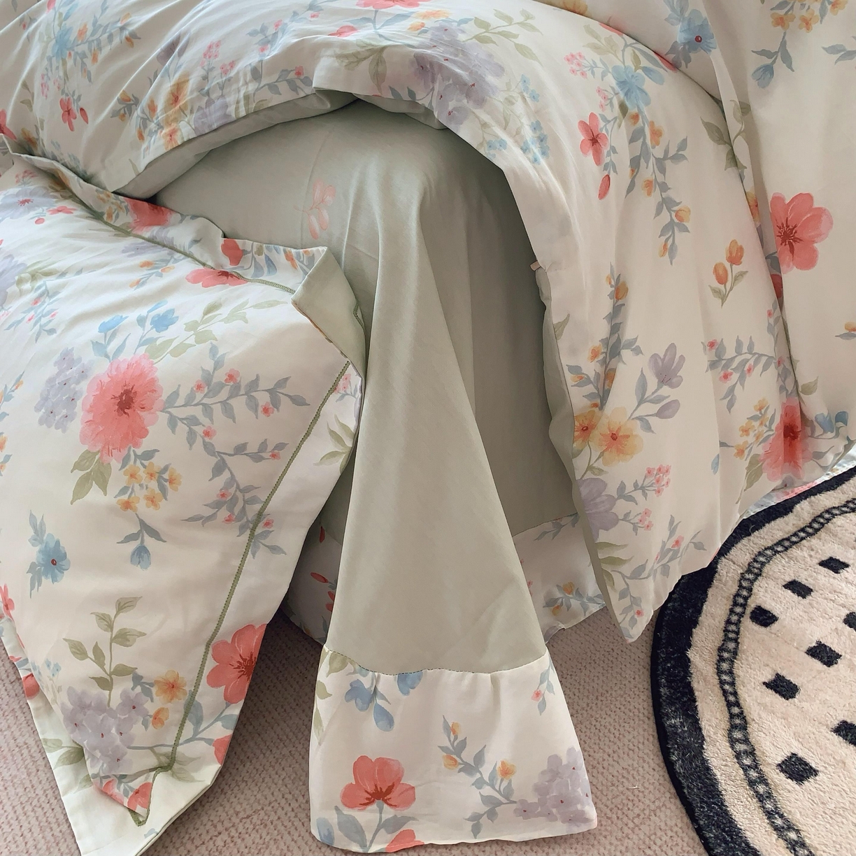 91家纺网 家纺一手货源 找家纺 莱豫家纺 2025新款全棉纯棉四件套 迦蓝