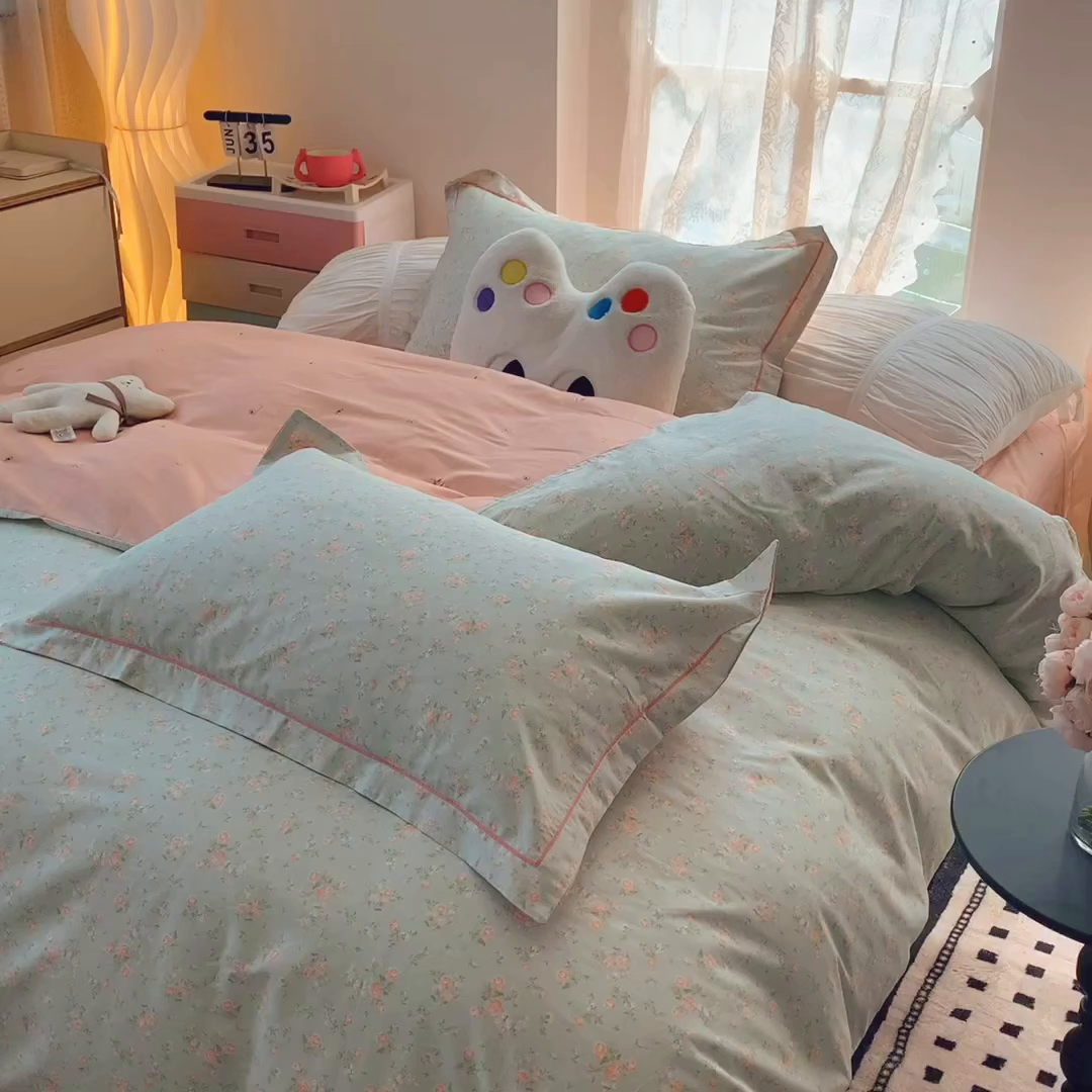 91家纺网 家纺一手货源 找家纺 莱豫家纺 2025新款全棉纯棉四件套 梦醒花间