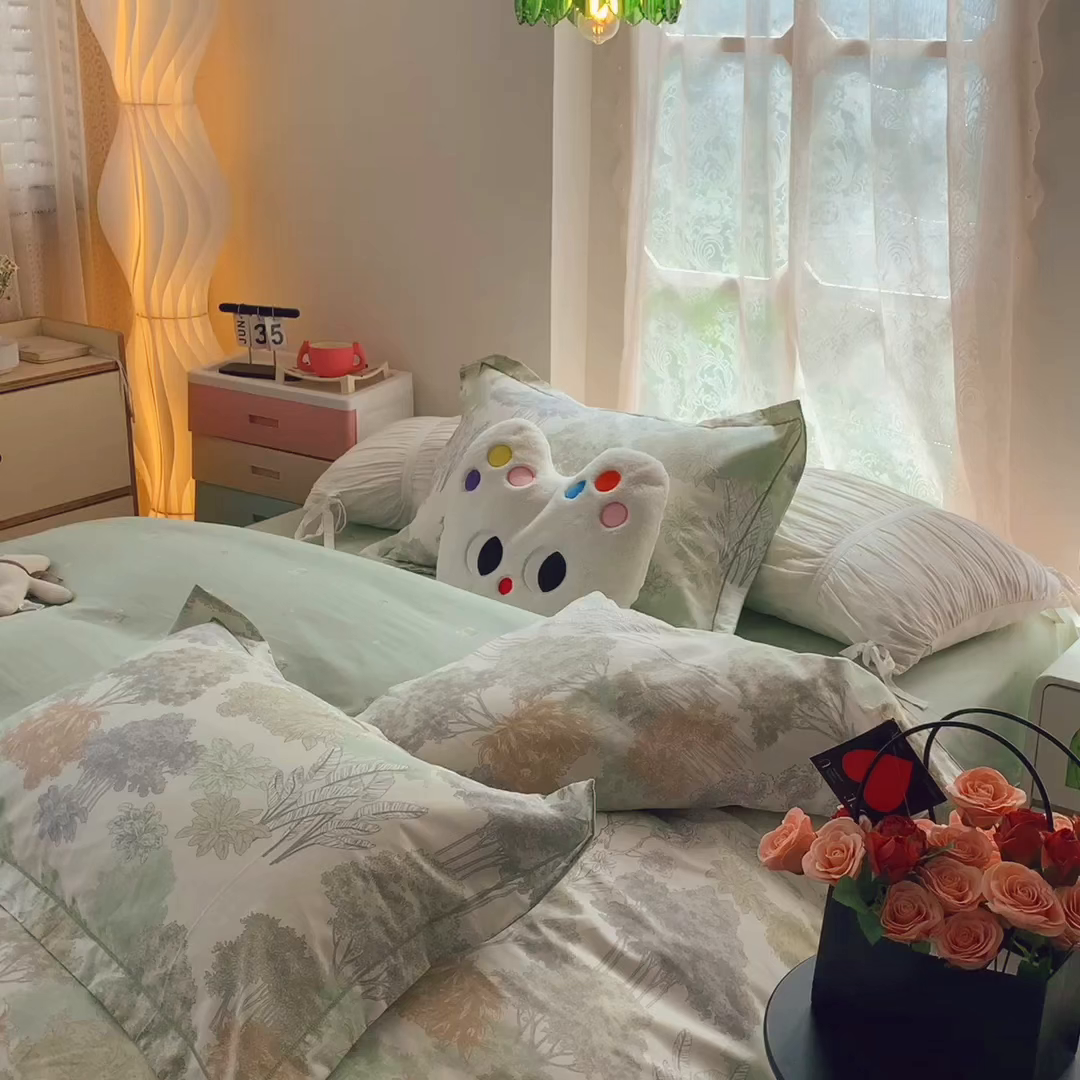 91家纺网 家纺一手货源 找家纺 莱豫家纺 2025新款全棉纯棉四件套 琉璃梦境