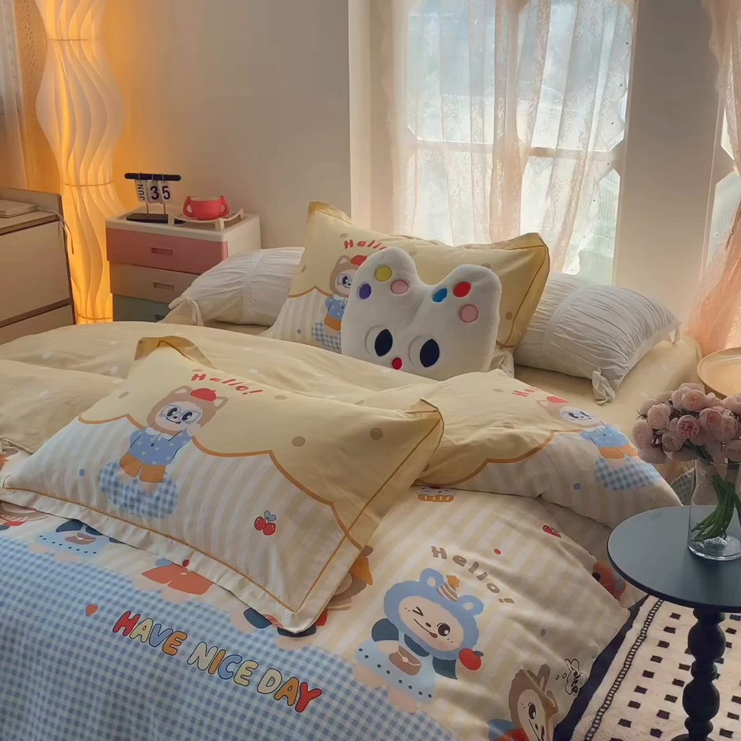 91家纺网 家纺一手货源 找家纺 莱豫家纺 2025新款全棉纯棉四件套 布布宝贝