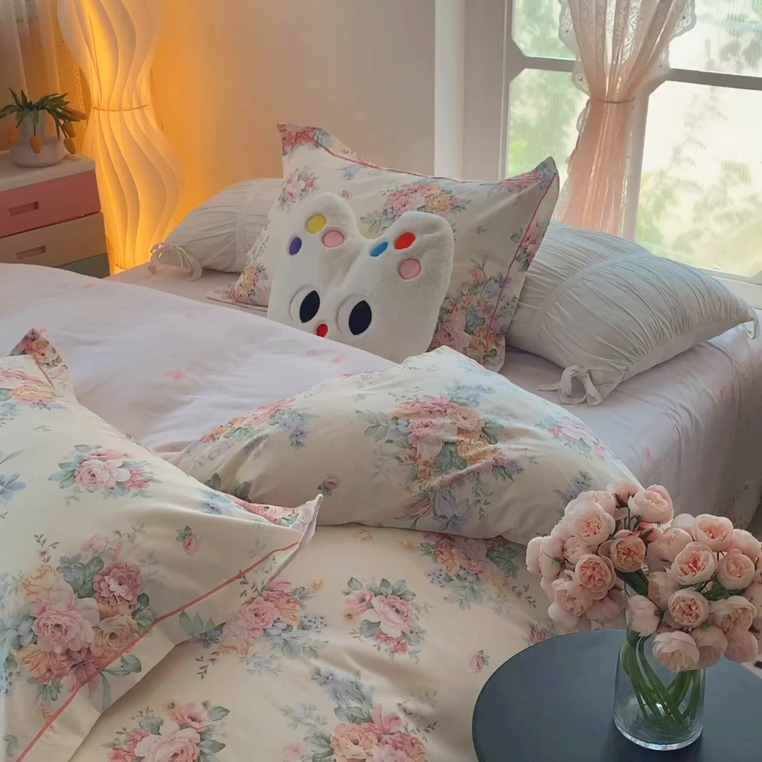 91家纺网 家纺一手货源 找家纺 莱豫家纺 2025新款全棉纯棉四件套 花语