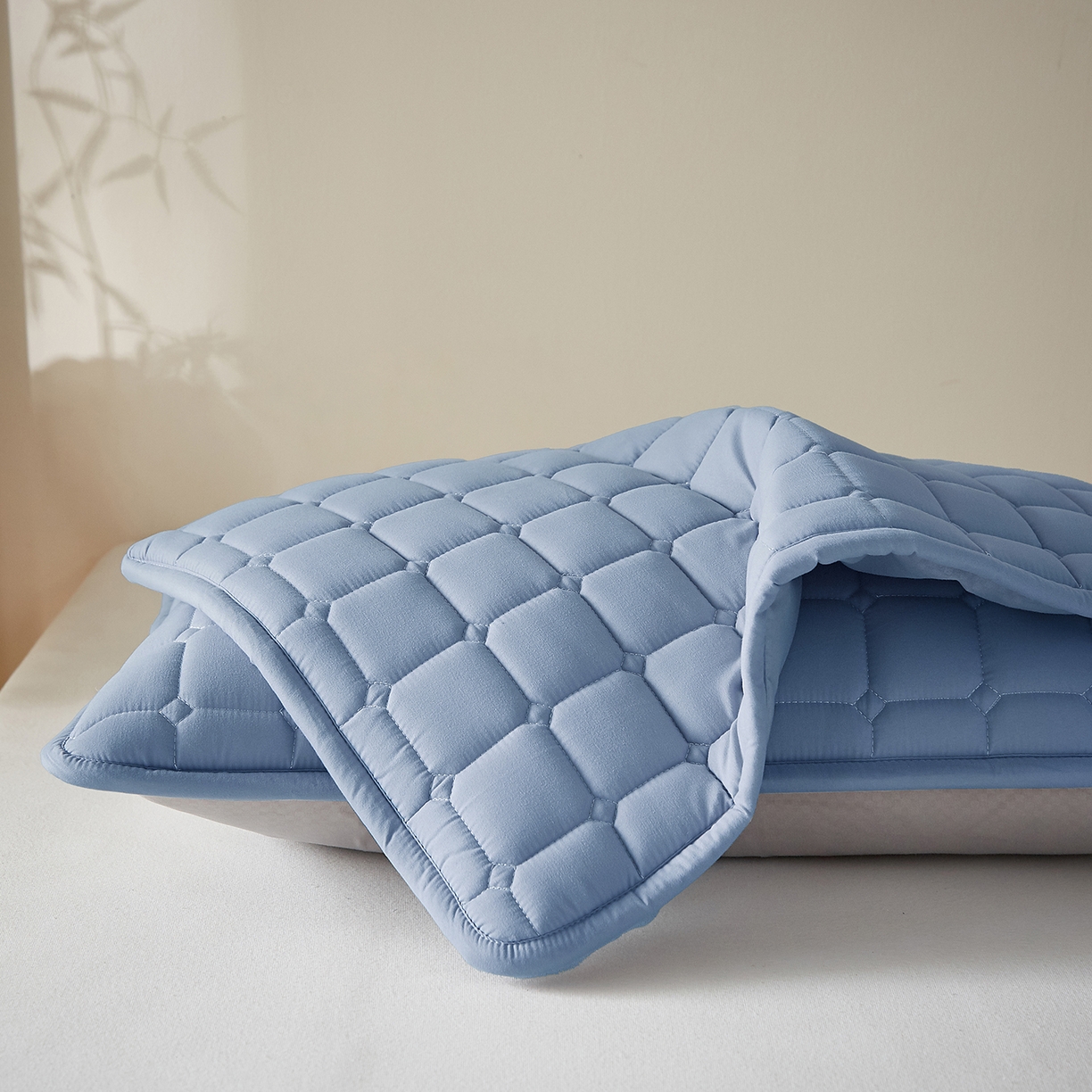 缦吉 2025款A类母婴级大豆夹棉单枕套 蓝色